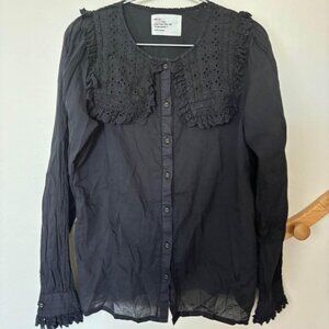 Black collar shirt 100% cotton
